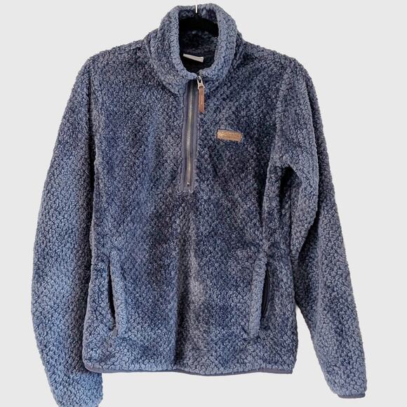 Columbia Sweaters - Columbia Fireside Quarter Zip Sherpa Fleece Pullover Blue Small Cozy Teddy